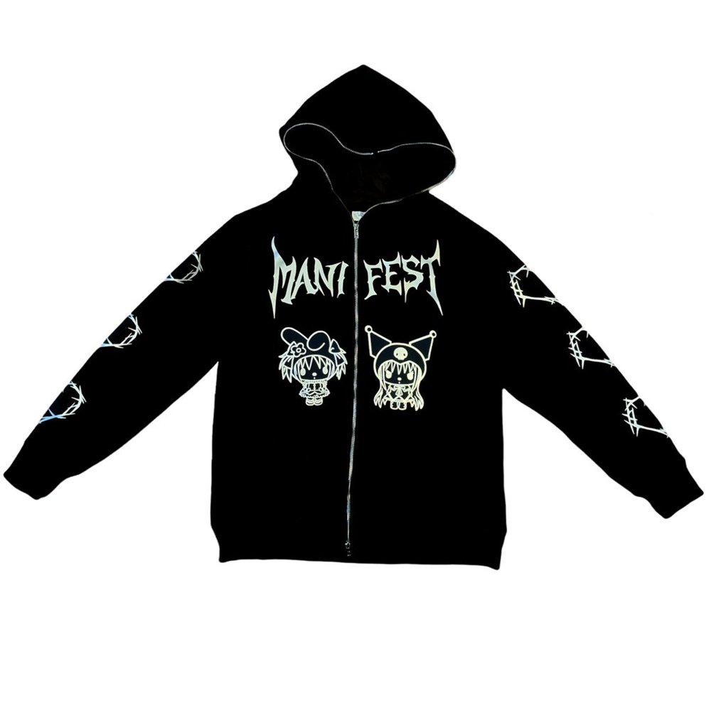 My Melody X Kuromi Full Zip Up Reflective Hoodie